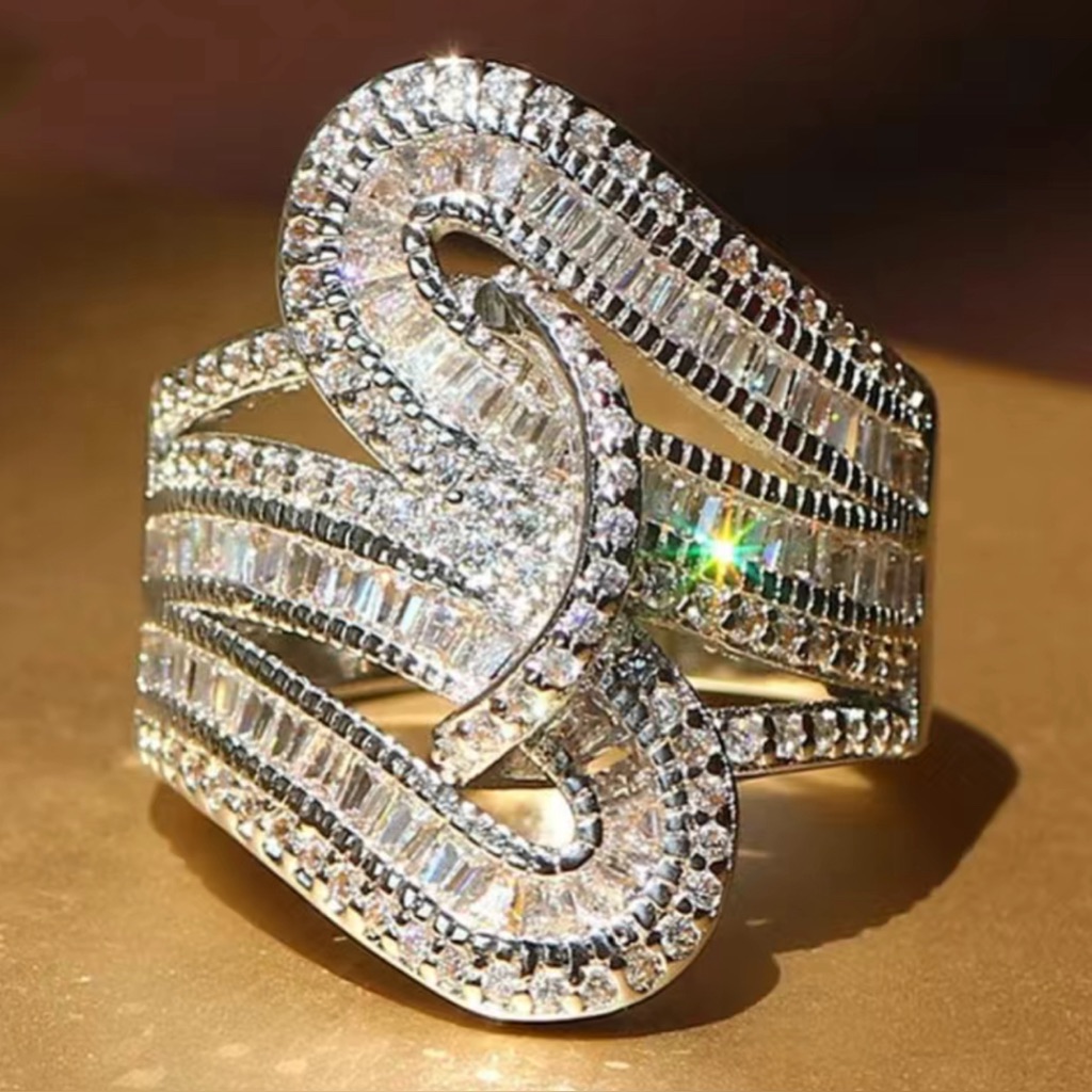 56 Ct Sterling Silver Baguette Round Diamond Ring